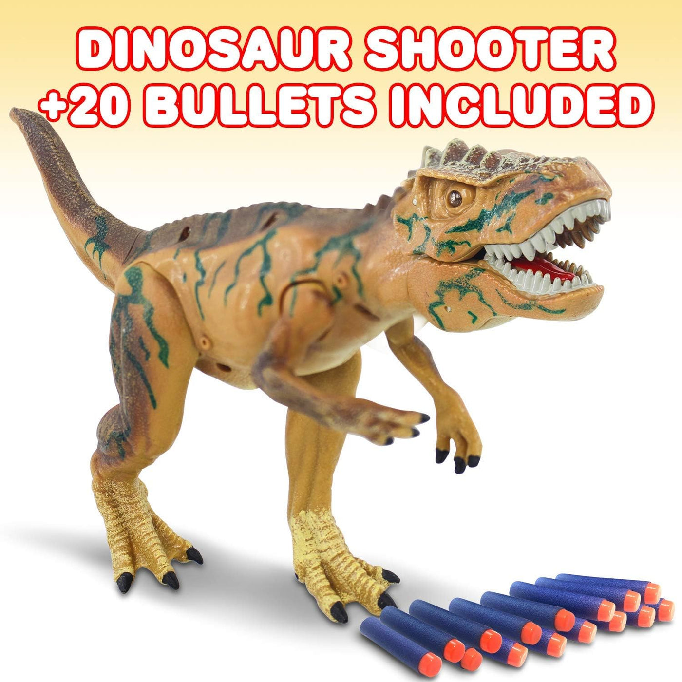 ArtCreativity Dinosaur Shooting Toy, Red, Unisex Kid, 3+, Ejection Dinosaur Gun, Light Up Blaster with 20 Bullets and Roaring Sound