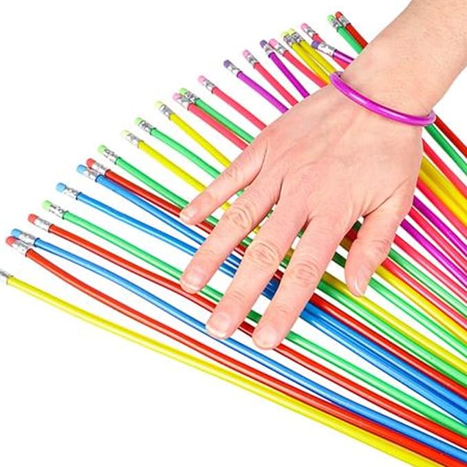 ArtCreativity 13 Inch Bendable Pencils for Kids - 12 Pack - Fun and Functional Bendy Writing Pencils - Birthday Party Favors, Goodie Bag Fillers, Classroom Gifts, Back to School Supplies