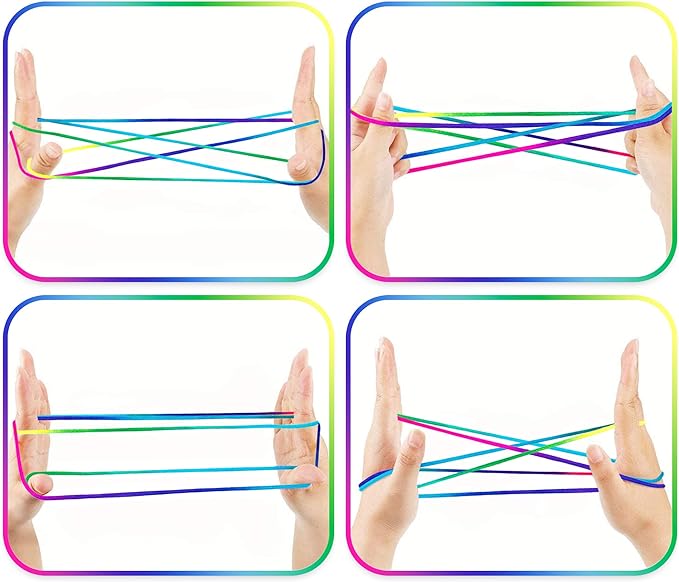 ArtCreativity Cat’s Cradle String Game for Kids - Set of 12 Strings for Cats Cradle - Looped 63 Inch Strings for Cats Cradle Game - Vintage Games and Retro Toys from The 90s - Vintage Fidget Toys