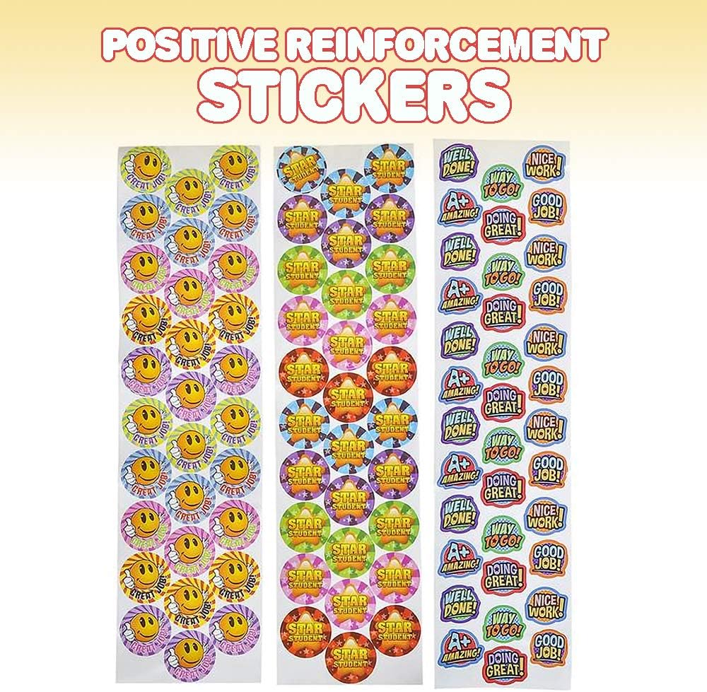 ArtCreativity Teacher Reward Stickers for Kids - 9 Rolls with Over 600 Stickers - Bulk Positive Reinforcement Student Rewards - Classroom Prize - Elementary, Kindergarten, Preschool School Supplies