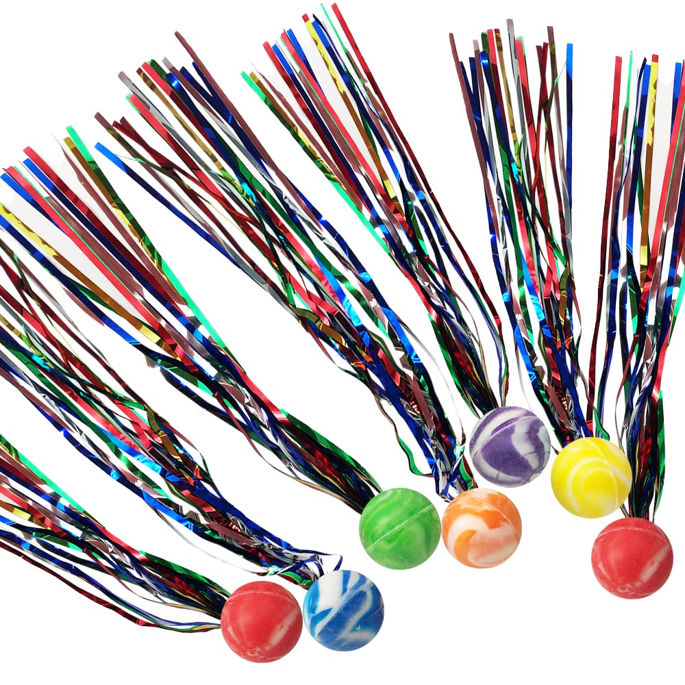 ArtCreativity Comet Balls, Bulk Set of 20, Bouncy Super Balls with Colorful Streamers, Birthday Party Favors for Kids, Goodie Bag Fillers, Fun Assorted Colors