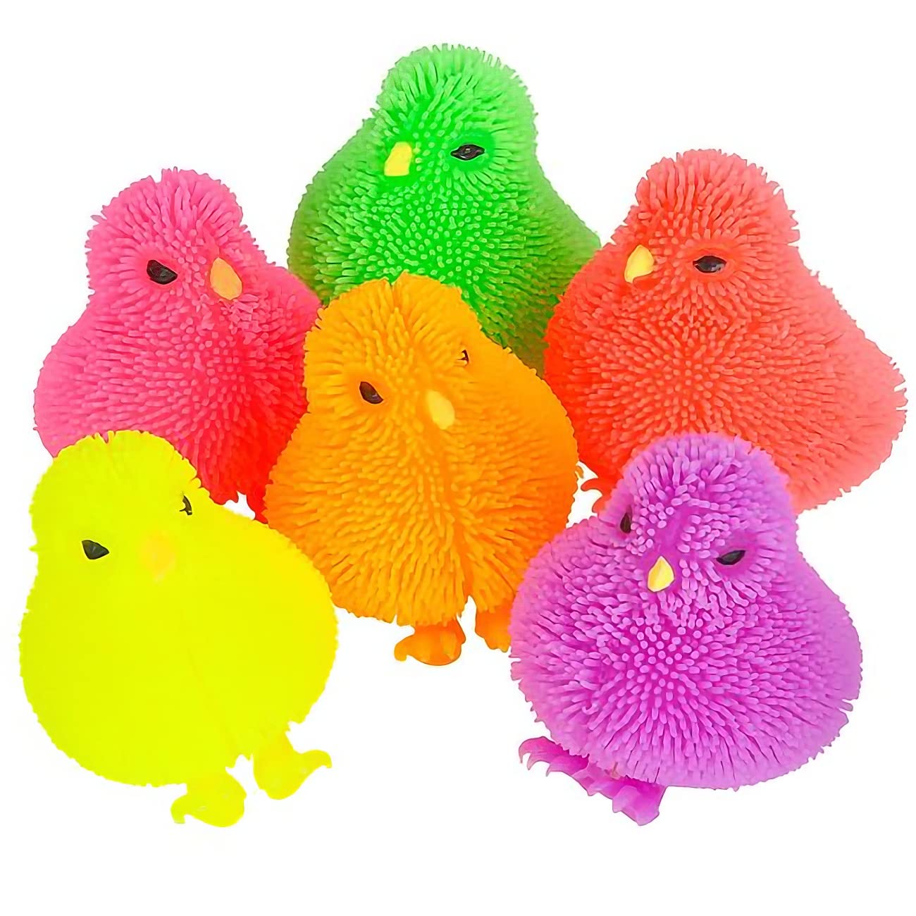 ArtCreativity 3 Inch Chicken Puffer Toys for Kids (Pack of 12) Chick Surprise Toys for Filling Easter Eggs, Easter Party Favors, Egg Hunt Supplies, Stress Relief Toys for Kids, Assorted Neon Colors