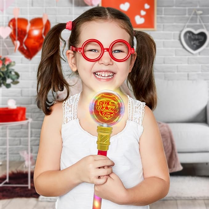 ArtCreativity Valentines Day Light Up Wand - 13 Inch Light Wand for Kids with 16 LEDs, Light Spinner and Light Patterns - Light Up Spinning Toy for Valentines Day Gift