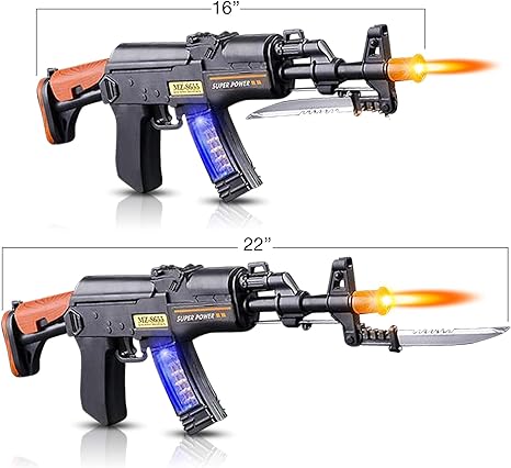 Light Up Toy Machine Gun with Folding Bayonet by ArtCreativity, Cool LED, Sound and Vibration Effect, 16 Inch Pretend Play Military Submachine Pistol, Halloween Prop Gun for Boys and Girls