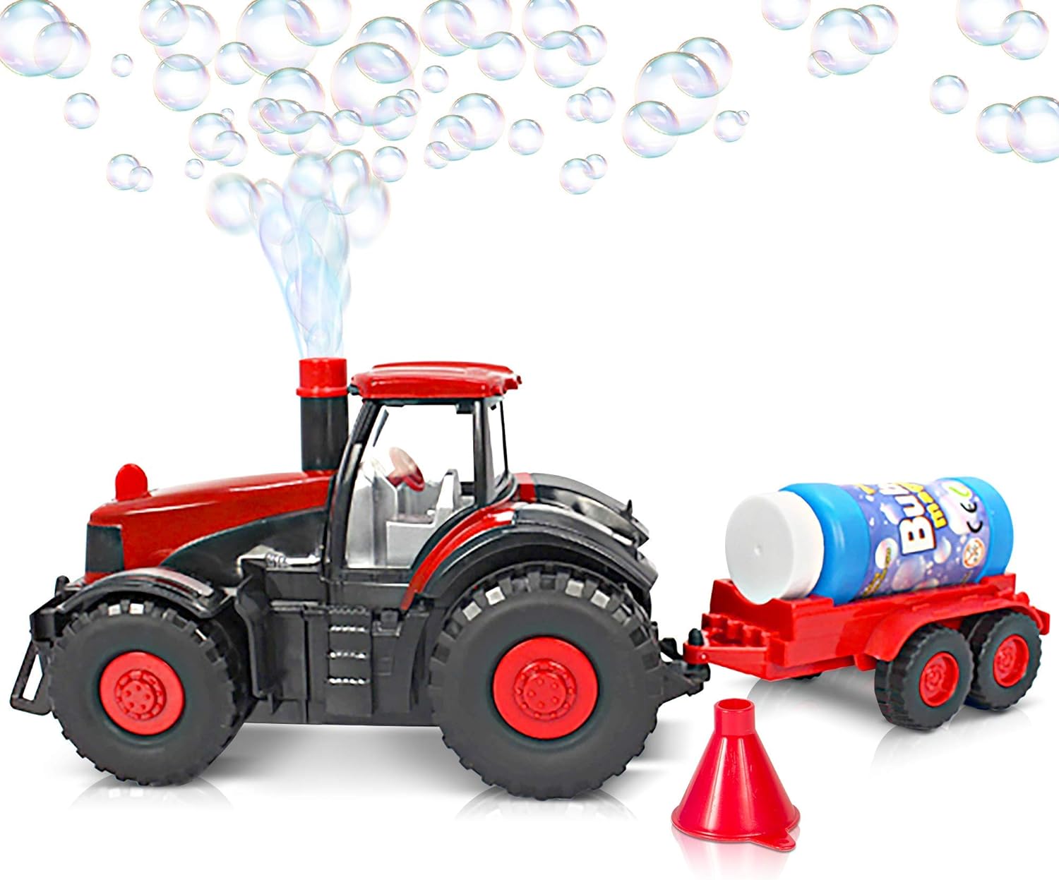 ArtCreativity Bump & Go Bubble Blowing Farm Tractor Toy Truck with Lights & Sounds, and Action for Toddlers Boys Girls Ages 1, 2, 3, 4, 5 - Funnel & Bubble Solution Included