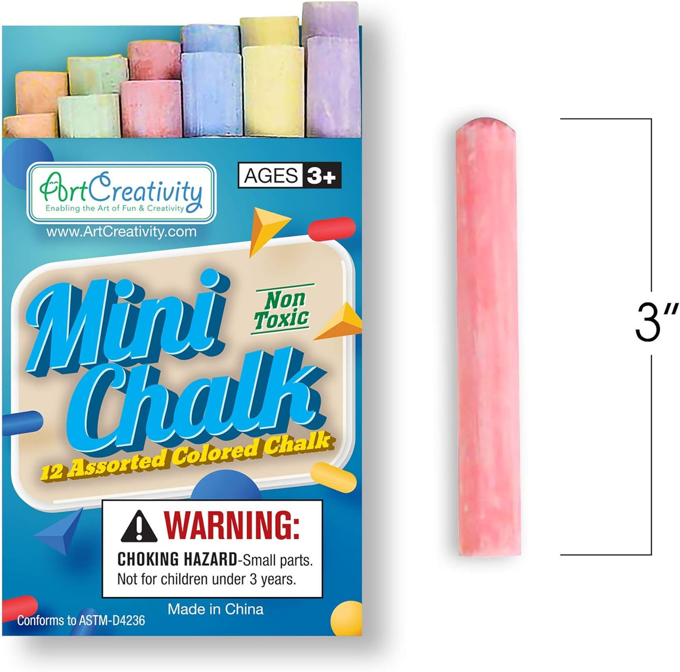 ArtCreativity 144 Count Mini Chalk Set for Kids (12 Boxes) Blackboard Chalk Sticks - Non-Toxic Art and Craft Supplies - Birthday Party Favors for Boys and Girls - Fun Goody Bag Fillers