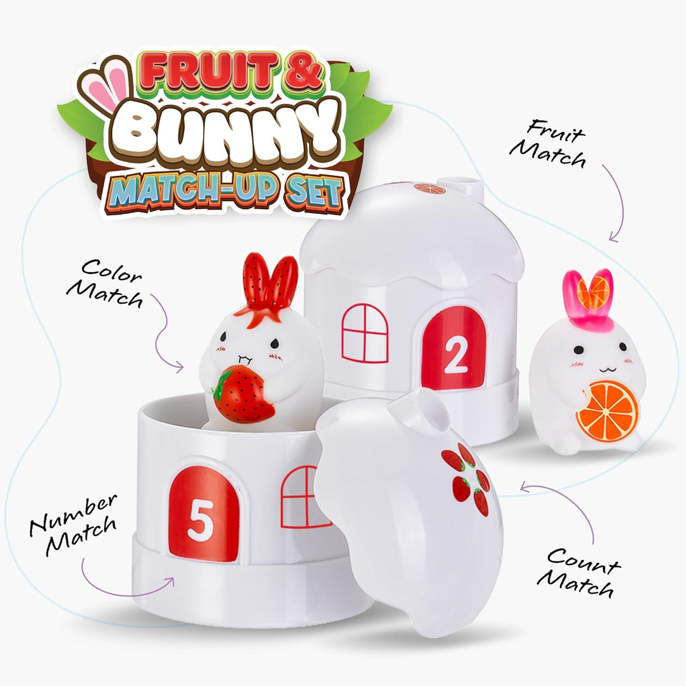 Bunny Matching & Sorting Set - 18 PC Montessori Toy - Easter Learning Toys for Toddlers 1-3 - Educational Basket Stuffers for Boys and Girls - Fun Easter Games for Kids