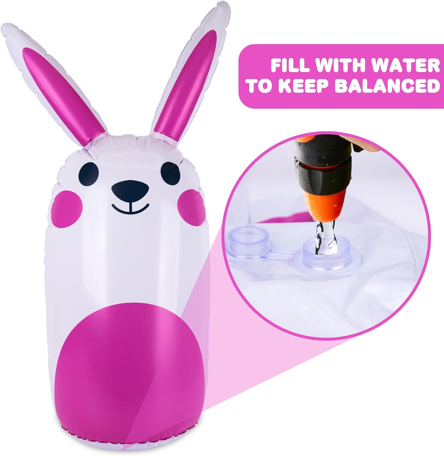 ArtCreativity Easter Bunny Inflatable Ring Toss Game - Easter Games for Kids with Inflatable Bunny and 6 Rings - Weighted Bottom to Keep The Inflatable Rabbit Upright - Outdoor Easter Family Games