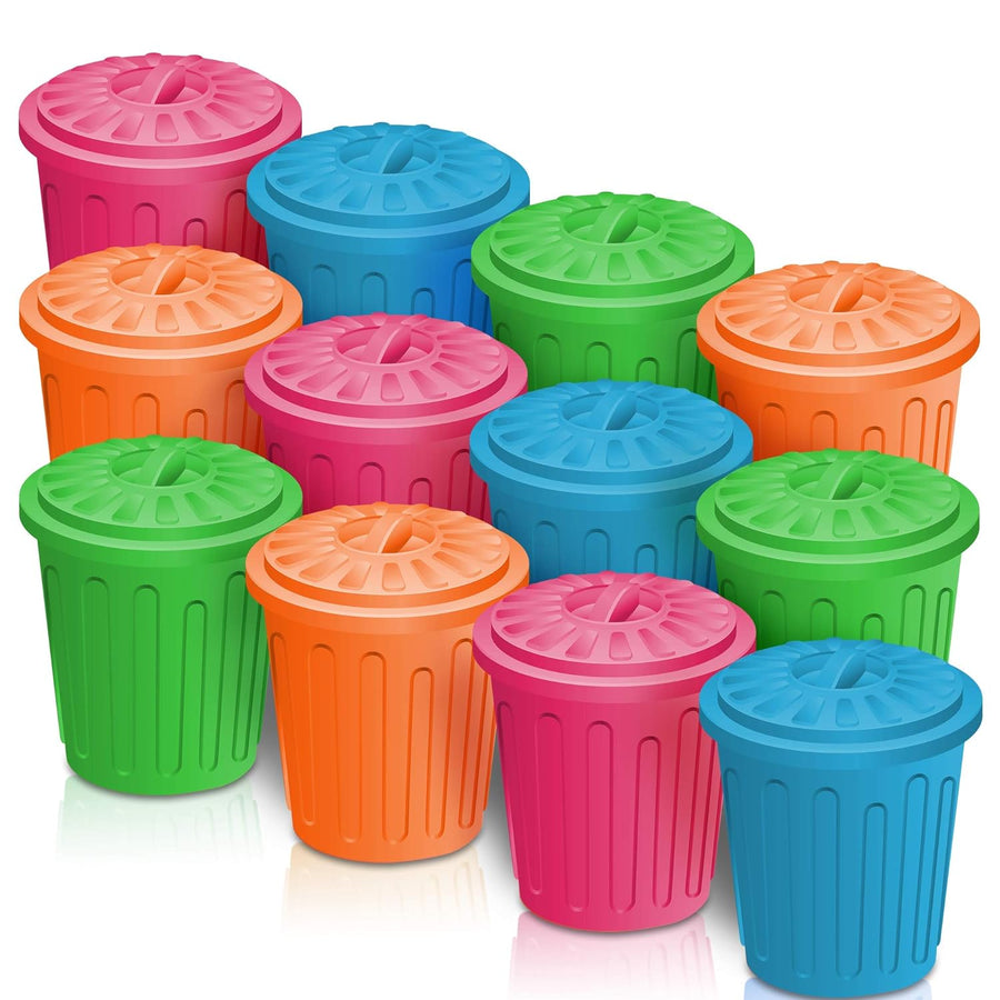 ArtCreativity 4.5 Inch Mini Trash Can Set- 12 Pack- Miniature Garbage Bin Toy in Assorted Colors- Unique Desk Organizer- Birthday Party Favors for Boys & Girls, Classroom Decor, Carnival Prize
