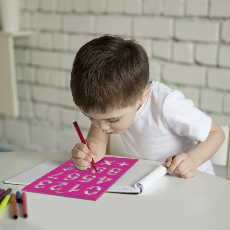 Letter Stencils - Large Size Alphabet, Numeric, and Symbols - Reusable Plastic Kit