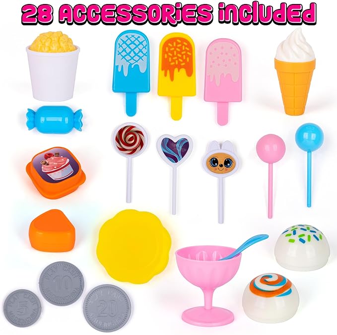 ArtCreativity Pretend Play Toy Ice Cream Cart for Kids - 28-Piece Ice Cream Play Set with Attachable Food Items, Lights, and Sounds - Play Ice Cream Cart Toy for Kids - Gift for Ages 3 Plus