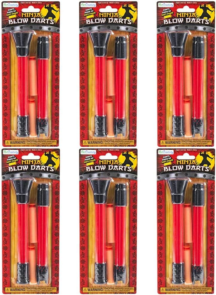 Ninja Blow Darts, Set of 6 Blasters with 2 Darts Each