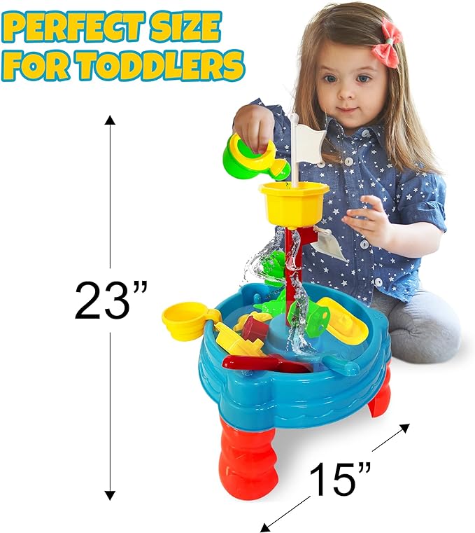 ArtCreativity 2 in 1 Sand & Water Table for Kids, Water Pool Table with Accessories for Toddlers, Sensory Table for Sand & Water Play, Beach Sand Toys, Summer Activity Sandbox Toys for Boys & Girls