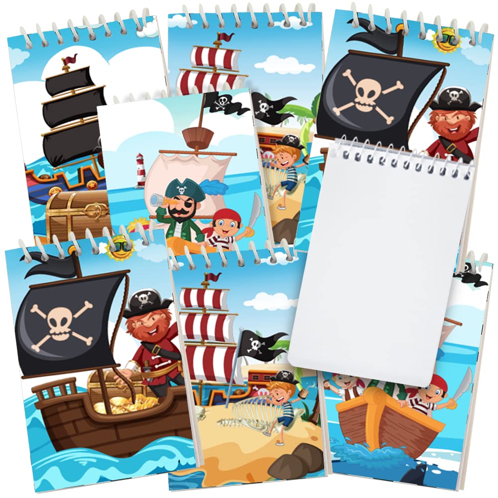 ArtCreativity Mini Pirate Notebooks, Pack of 16, Small Spiral Notepads with Colorful Covers, Cute Stationery Supplies for School and Office, Fun Birthday Party Favors, Goodie Bag Fillers for Kids