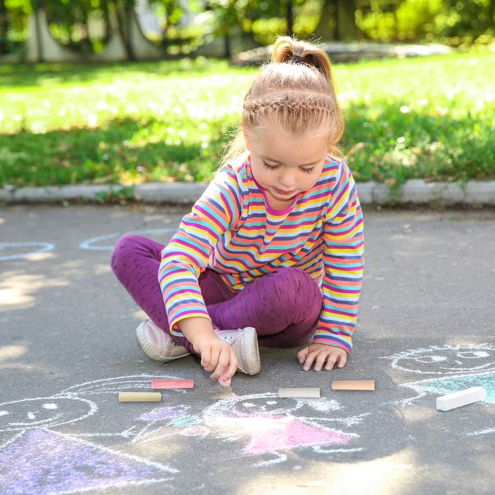 ArtCreativity Sidewalk Chalk for Kids, (38 Pieces) Bulk Jumbo Colored Sidewalk Chalk for Toddlers 1-3, Dustless, Washable & Non-Toxic, Use Outdoor or on Indoor Chalkboard or Blackboard