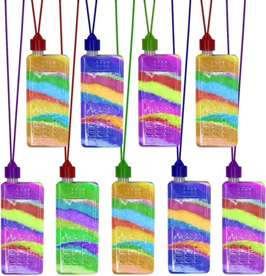 ArtCreativity Cellphone Art Bottle Necklaces, Pack of 12, Sand Art Craft Kit with Shaped Bottles, Craft Party Supplies and Party Favors for Kids - Sand Sold Separately (Cellphone)