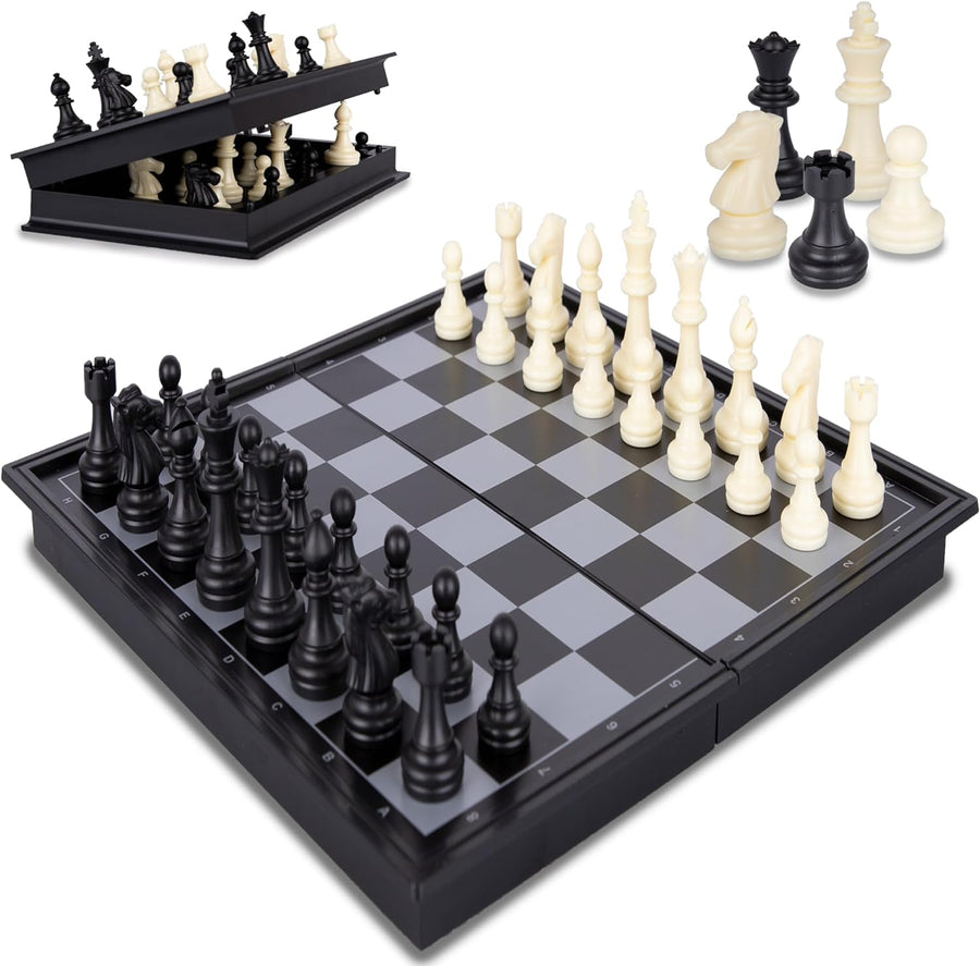 Magnetic Travel Chess Game, Foldable Portable Chess Board Game for Kids, Entertaining Road Trip Toys, Travel Games, and Desktop Toys for Adults