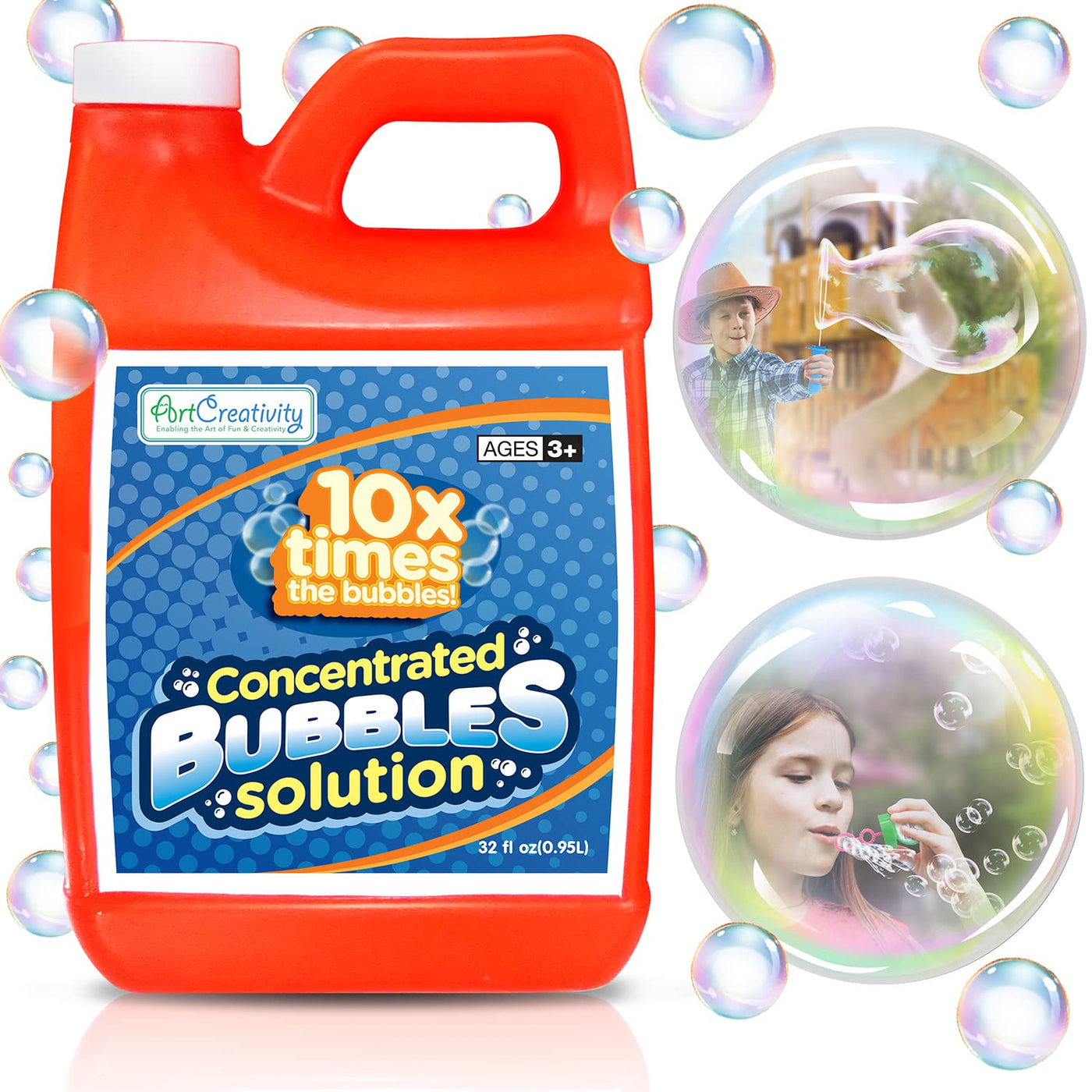 ArtCreativity 32oz Bubble Solution Refills (Up to 2.5 Gallon) Big Bubble Concentrated Solution, Bubbles for Kids, Party Bubble Machine, Bubble Juice Refills