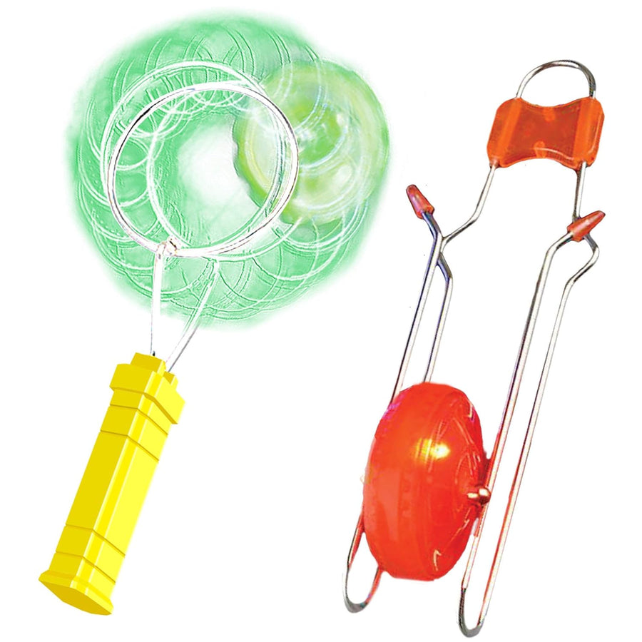 Retro Light Up Kids Toys - Includes 8 Inch Gyro Wheel and 8.5 Inch Rail Twister