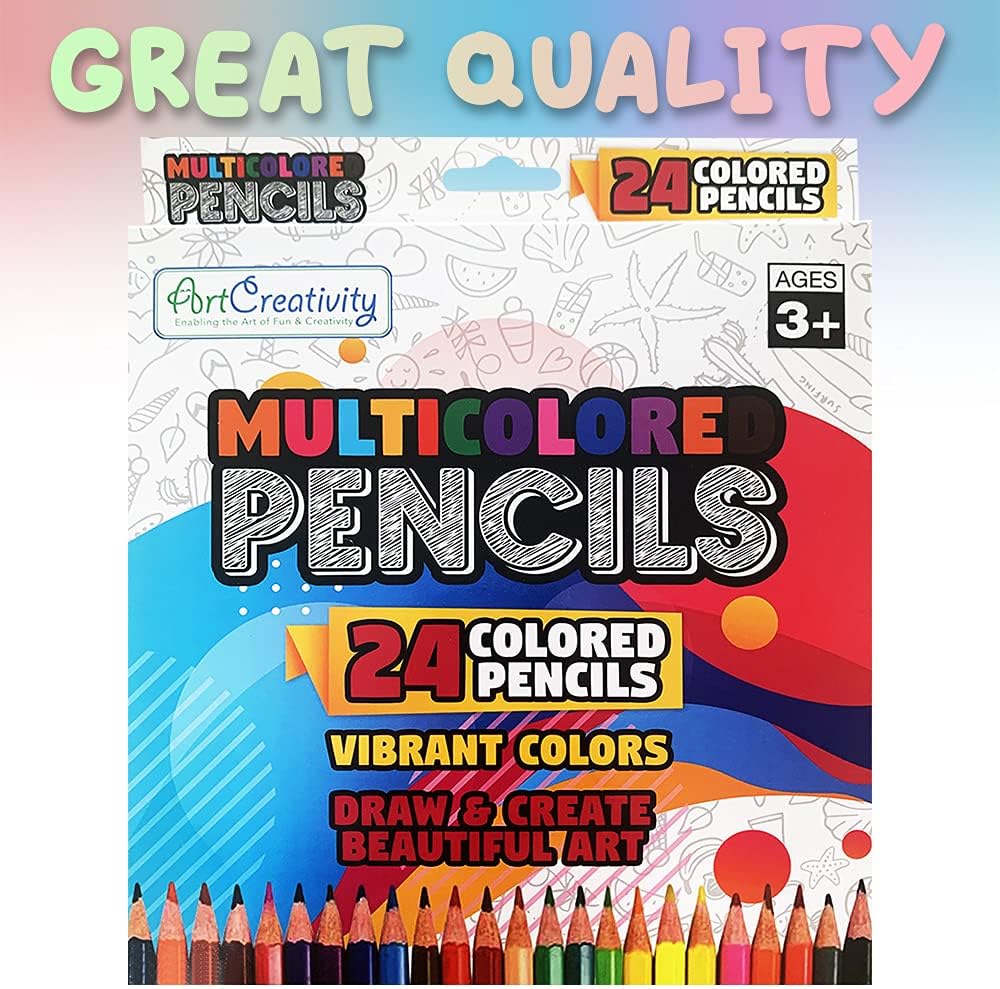 ArtCreativity Multi Colored Pencils - 24 Pack - Pre-Sharpened Coloring Pencil Set - Color Pencils for School Art Projects, Creative Play, Drawing - Great Gift Idea for Kids and Adults