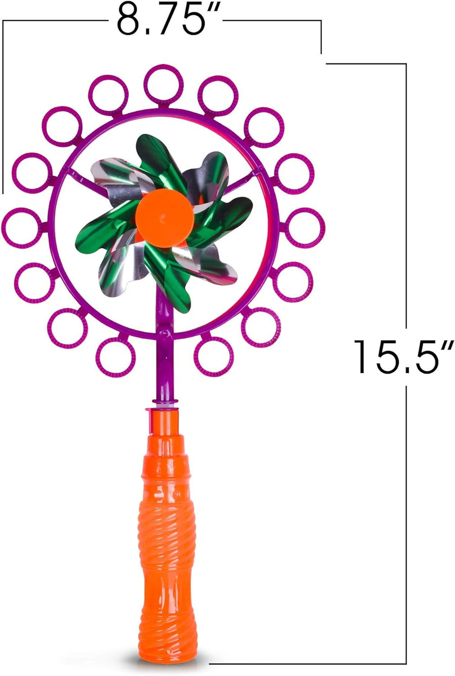 ArtCreativity Windmill Bubble Wand, 15.5 Inch Bubble Blower and Pinwheel Spinner for Kids with Solution in Handle, Outdoor Activity for Summer and Backyard Fun, Best Gift for Boys and Girls