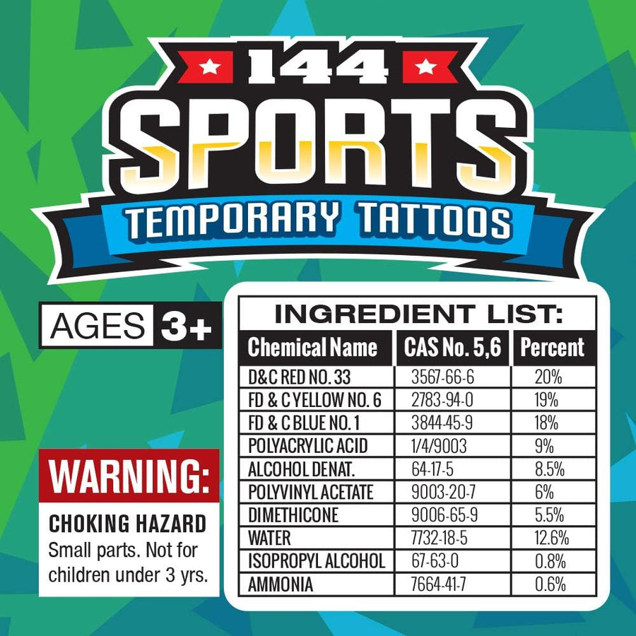 ArtCreativity Sports Temporary Tattoos for Kids - Bulk Pack of 144 in Assorted Designs, Non-Toxic 2 Inch Tats, Sports Themed Birthday Party Favors, Goodie Bag Fillers, Easter gifts for kids