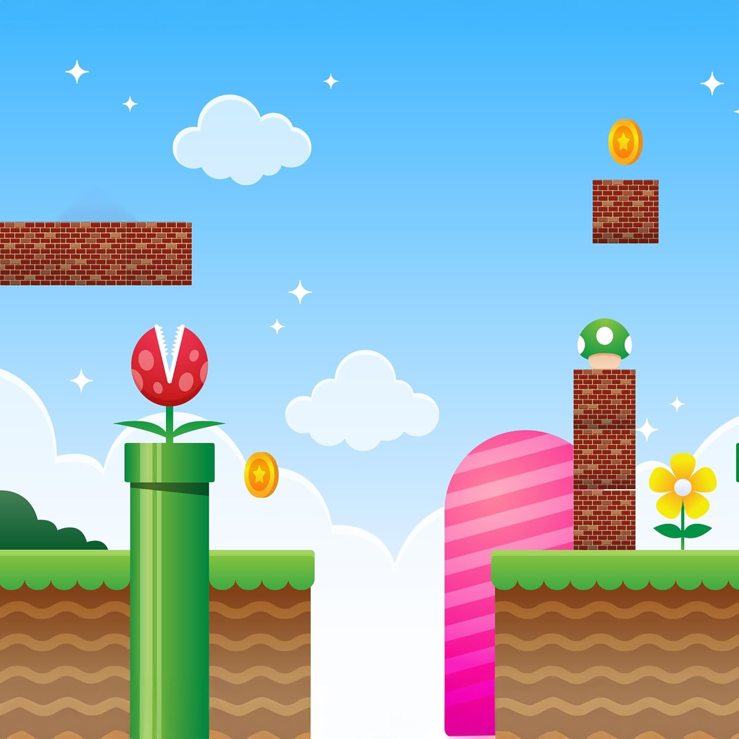 Brick Boxes for Gamer Party Decorations - Set of 6-11.8 x 11.8 Inches - Brick Box Video Game Birthday Decorations with a Retro Brick Design - Easy to Assemble - Video Game Party Supplies