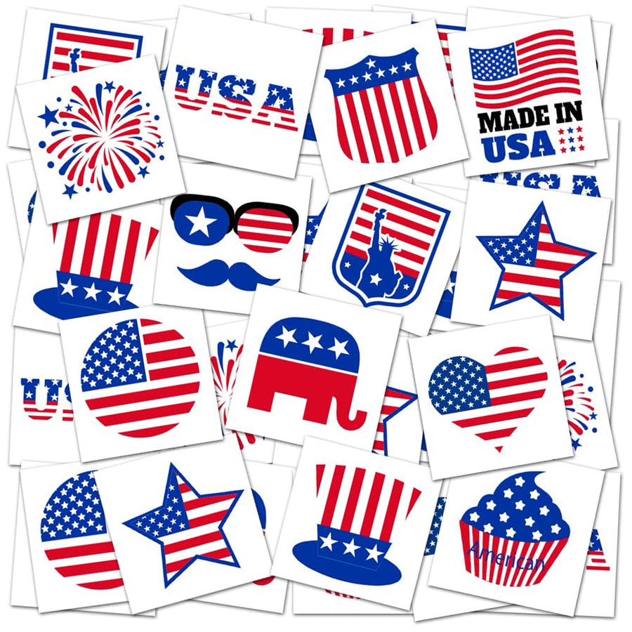 Patriotic Tattoos for Kids, Bulk Pack of 144
