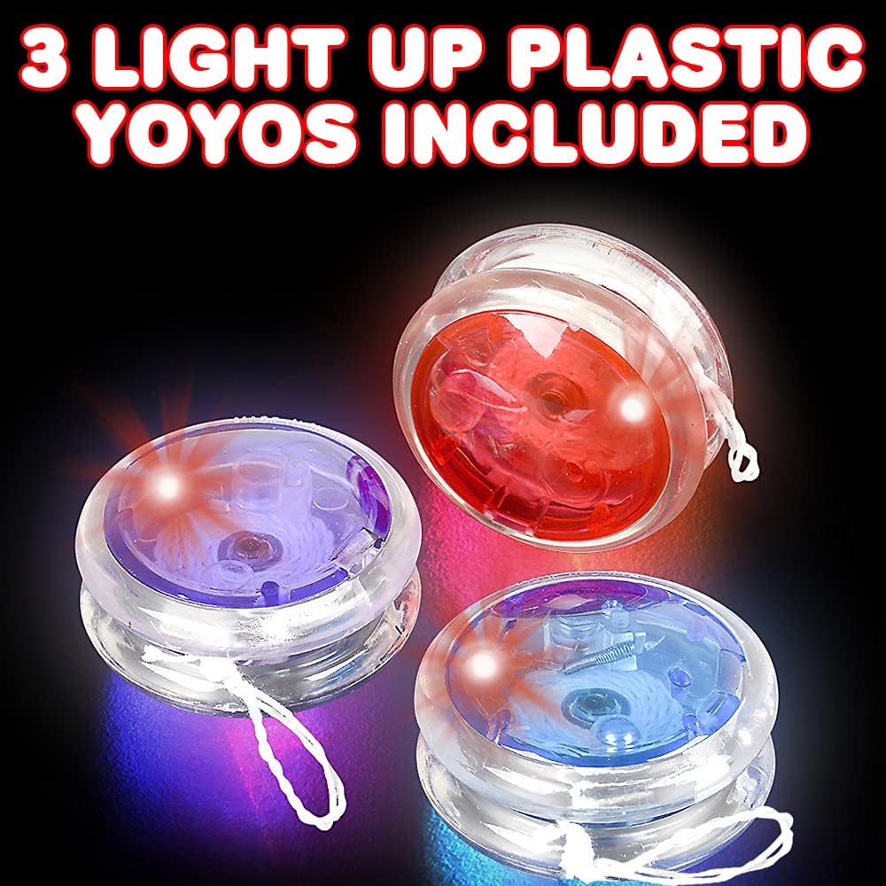 Light Up Plastic Yoyos for Kids, Set of 3