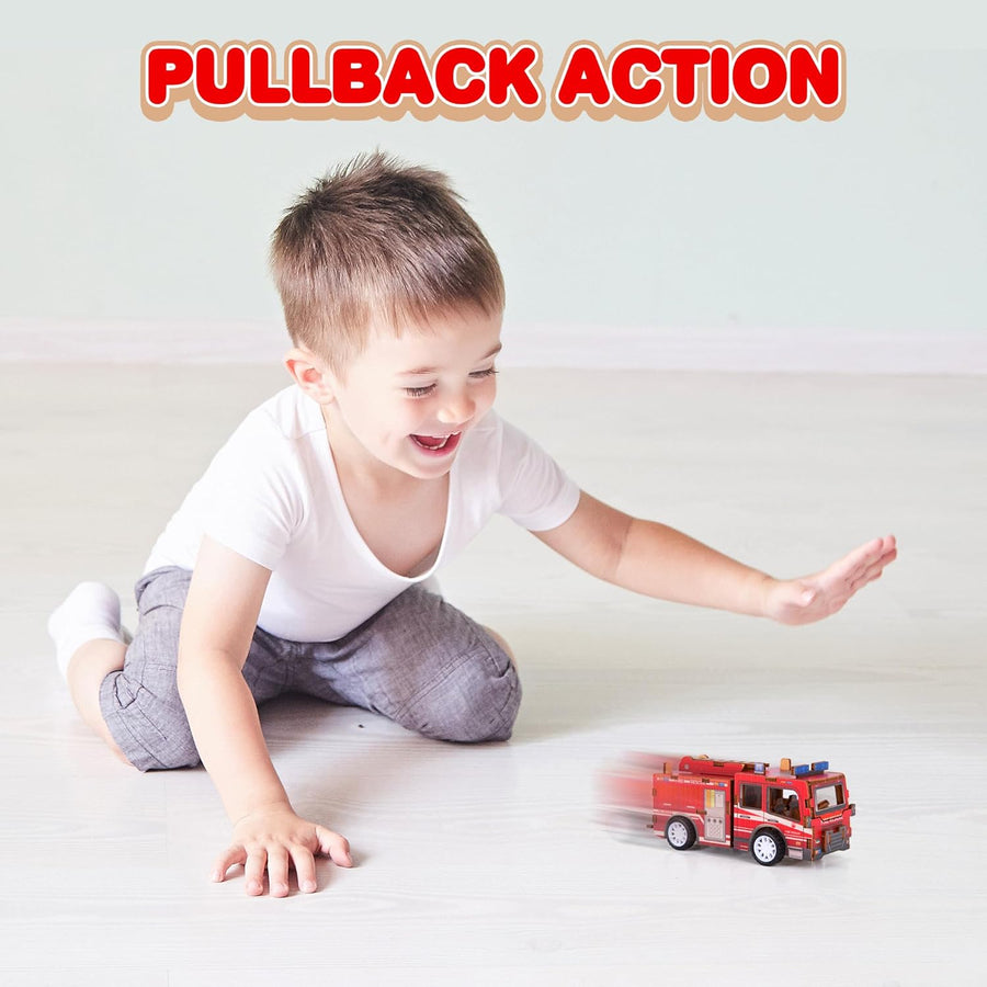 Wood 3D Puzzle Pull-Back Fire truck