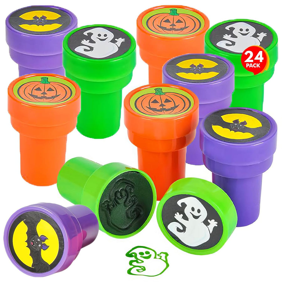 ArtCreativity Halloween Stampers for Kids, Pack of 24 Assorted Pre-Inked Stampers, Best for Halloween Party Favors, Goodie Bag Fillers, Non-Candy Halloween Treats, Trick or Treat Supplies