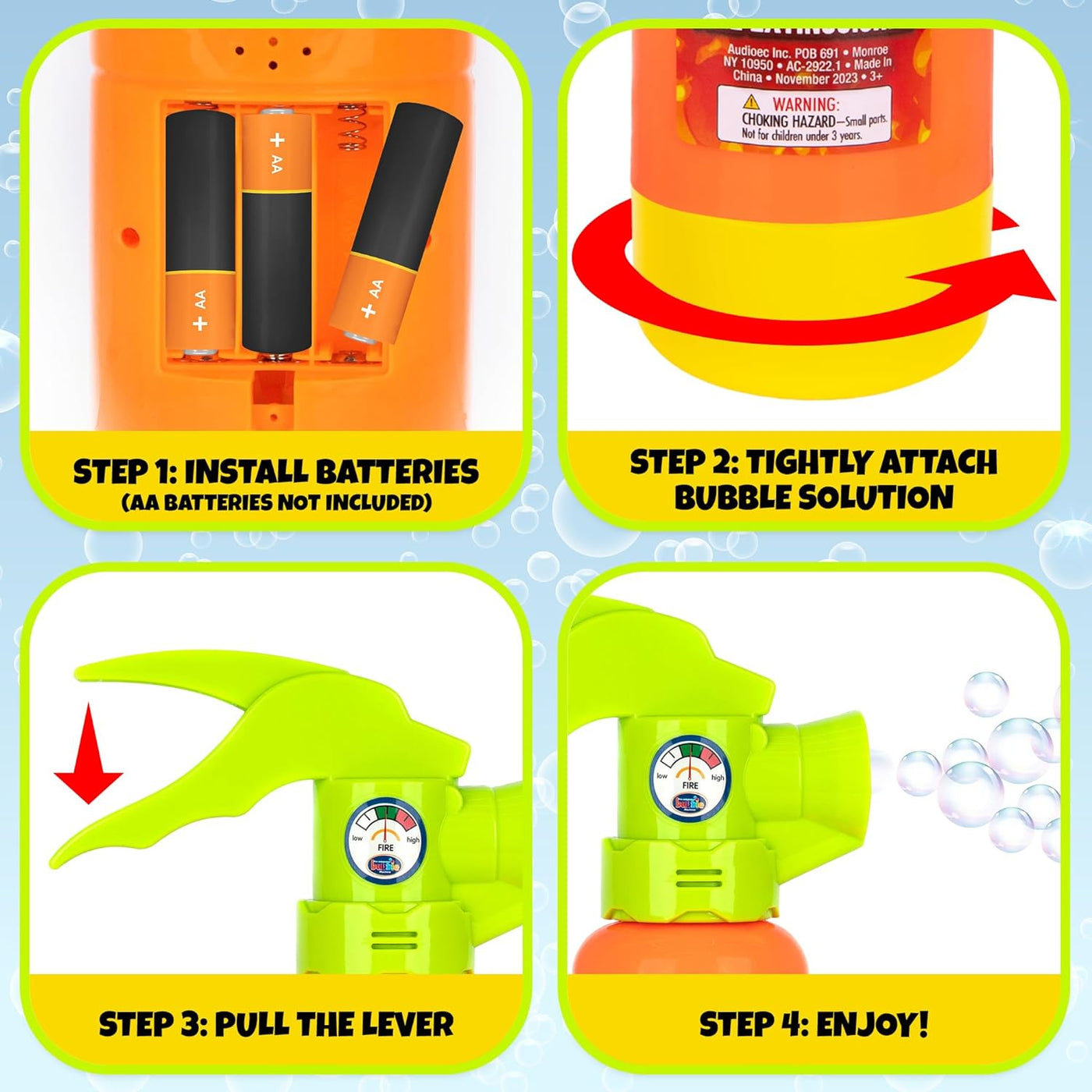 ArtCreativity Fire Extinguisher Bubble Machine for Kids - Bubble Blowing Firefighter Toy with Bubble Solution Included - Automatic Bubble Making Toy Fire Extinguisher - Fireman Props for Boys 3 4 5 6