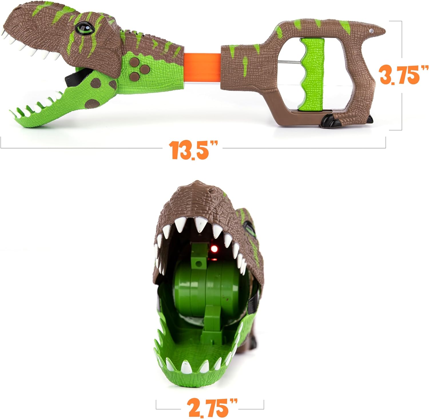 ArtCreativity Dino Grabber Toy for Kids with Lights & Sounds, Dinosaur Chomper with 3 Roaring Sounds and Red LED Light in Mouth, Cool Dinosaur Toys for Kids, Dinosaur Snapper, Batteries Included