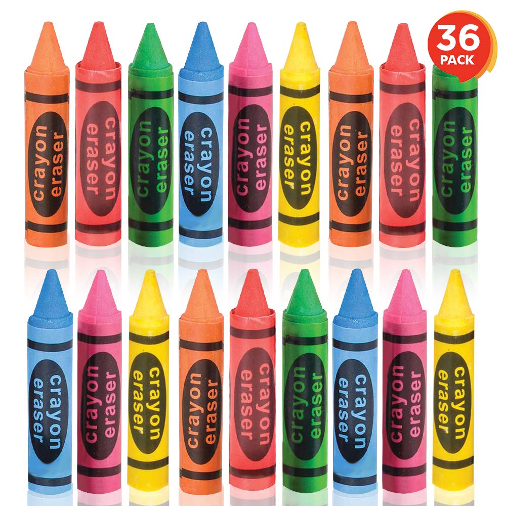 2.5 Inch Crayon Erasers for Kids - Set of 36