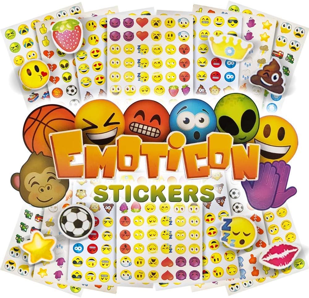 ArtCreativity Assorted Emoticon Stickers for Kids, 12 Pack with 72 Sheets and Over 3,000 Stickers, Emoticon Sticker Set for Teacher Classroom Rewards, Art Supplies, Party Favors, Goodie Bag Fillers