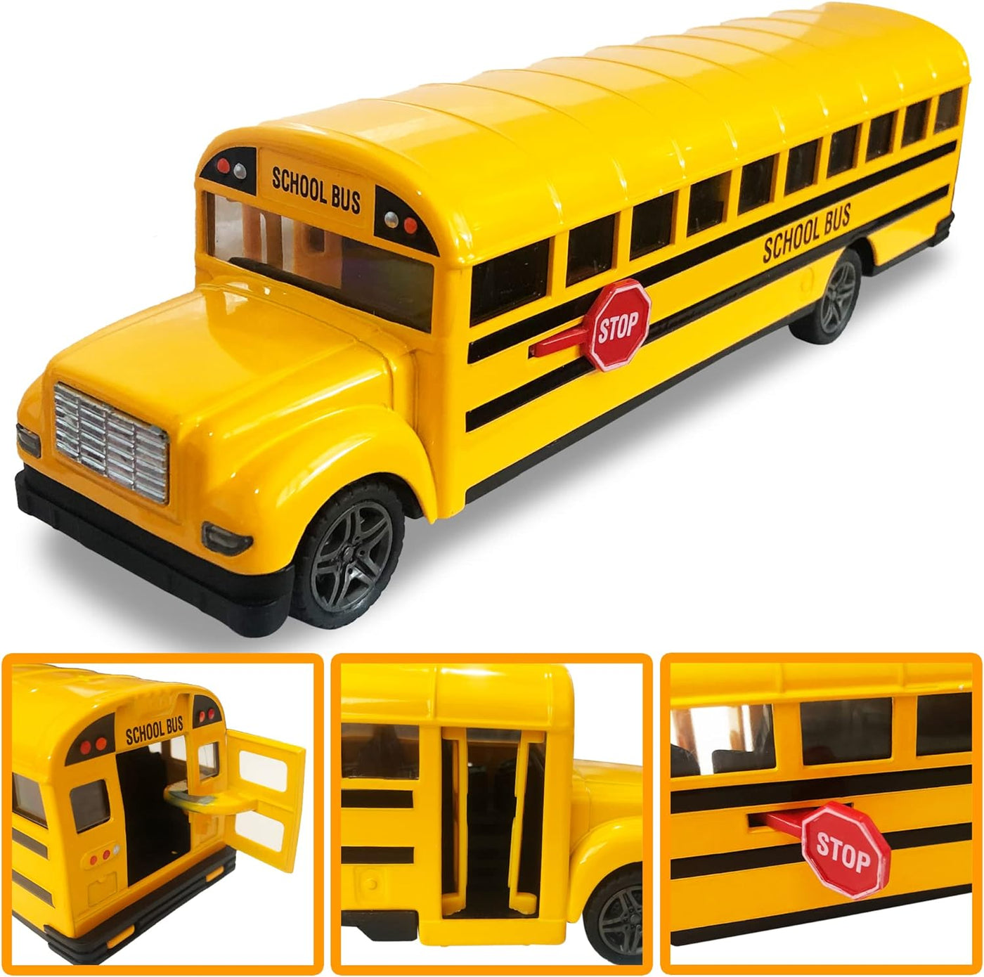 ArtCreativity Yellow School Bus Toy for Kids - 8.5 Inch Pull Back Car with Cool Opening Doors and Rubber Tires - Durable Diecast School Bus - Best Birthday Gift for Boys and Girls