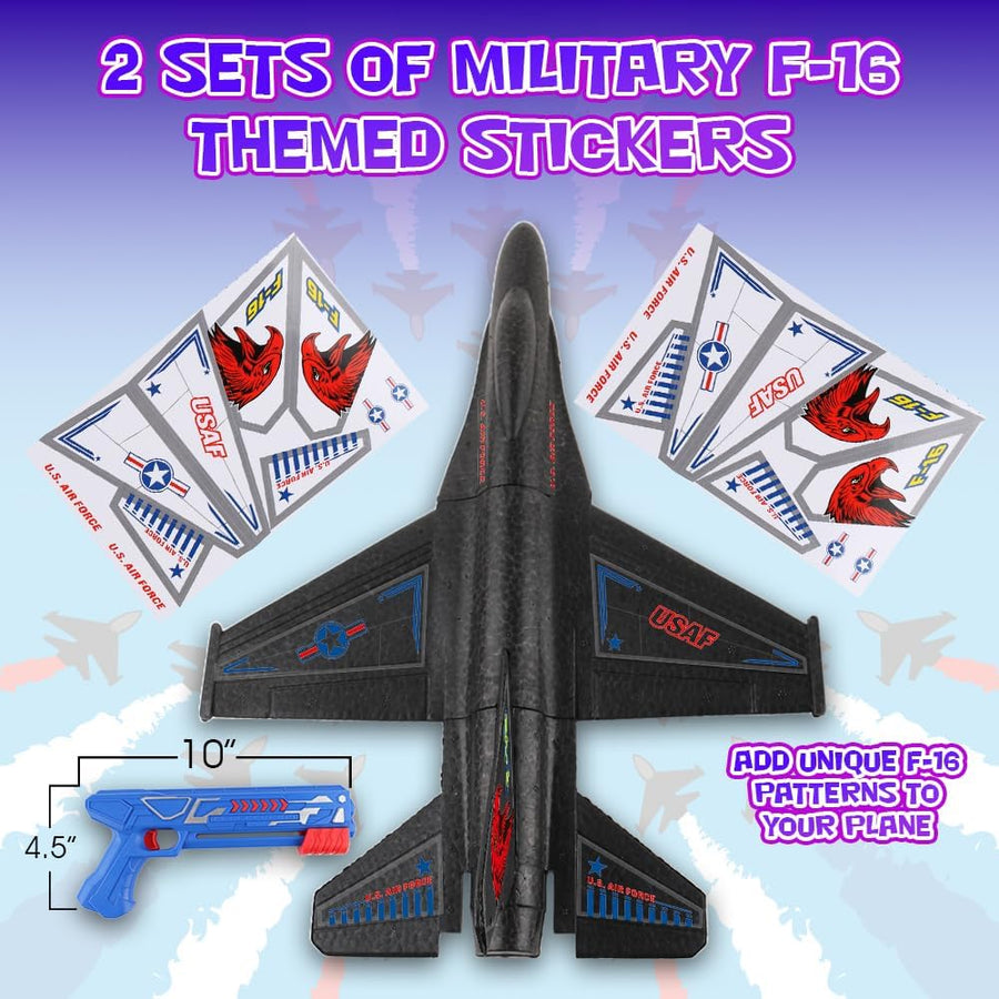 Airplane Launcher Toy Set – 2 F-16 Fighting Jets and 1 Airplane Gun