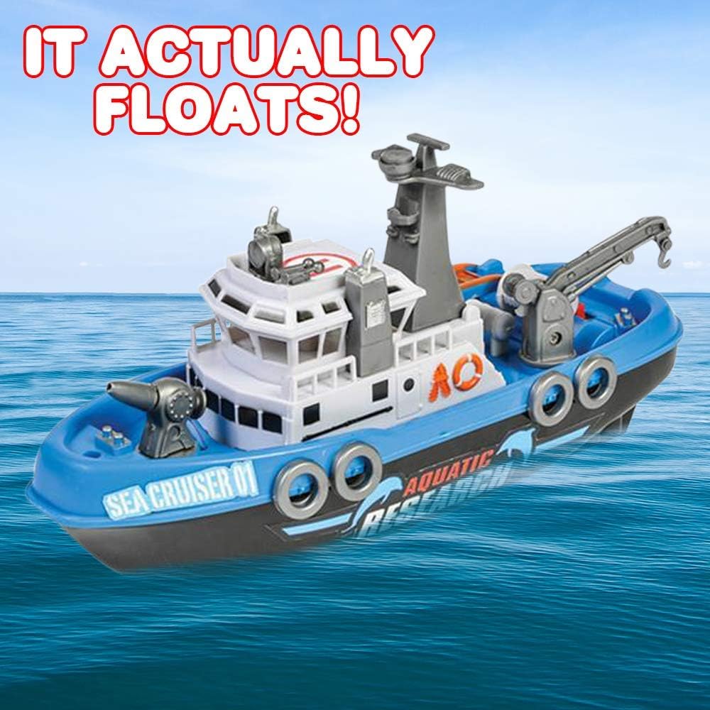 Aquatic Rescue Vessel, Battery-Operated Toy Ship for Kids, Floats in Water, Floating Bathtub and Pool Toy for Boys and Girls, Great Birthday Gift for Children