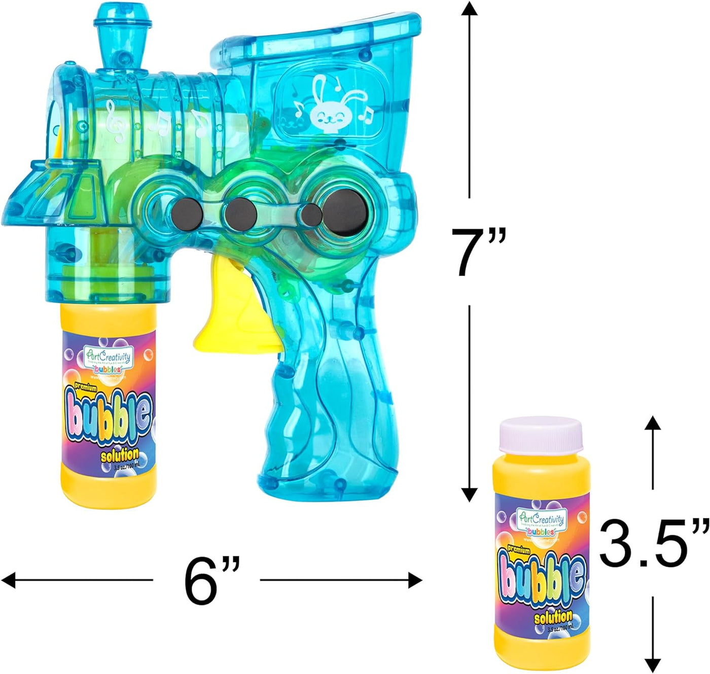 LED Bubble Gun Trains for Kids, 2 Pack Light Up Bubble Gun Blasters and 4 Bottles of Bubble Fluid, Small Bubble Guns (Bulk) for Indoor and Outdoor Fun, No Batteries Included