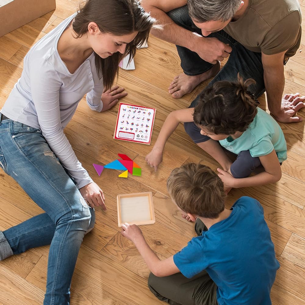 Wooden Tangram Puzzles for Kids, Set of 6