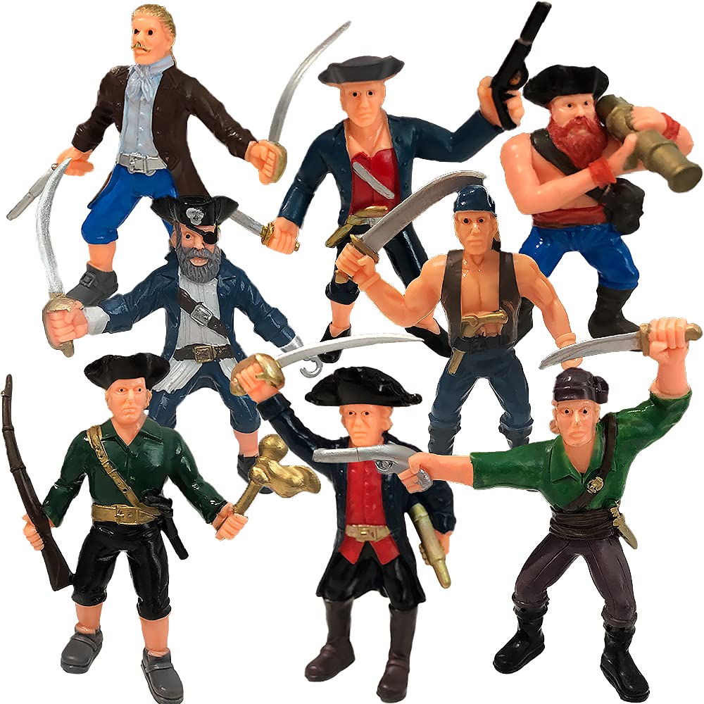 ArtCreativity Pirate Action Figure Playset, Set of 8 Legendary Plastic Figures in Assorted Poses, Cool Pirate Toy Set for Kids, Great Birthday Gift Idea for Boys and Girls