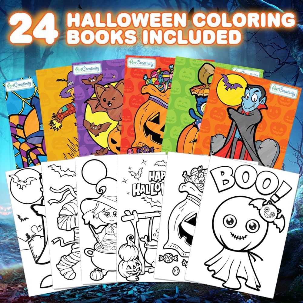 Halloween Coloring Books for Kids - 24 Pack Mini Coloring Book - Halloween Non-Candy Treats - Goodie Bag Filler - Boo Basket Stuffers Halloween Party Favors