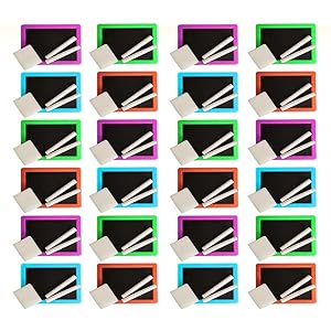 ArtCreativity Neon Chalkboard Sets for Kids, 24 Kits, 1 Mini Chalk Board, 2 Chalk Sticks, and 1 Eraser Per Kit, Art Birthday Party Favors for Boys and Girls, Unique Stationery Goodie Bag Fillers