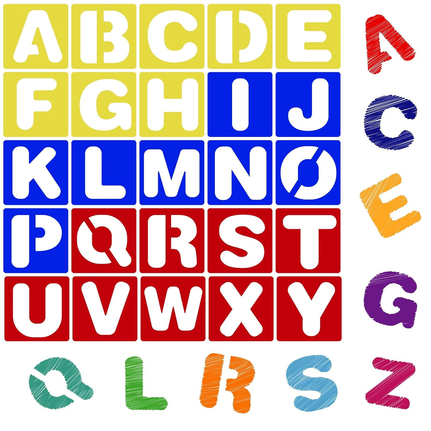 Alphabet Letter Stencil Set for Kids and Adults - Painting, Lettering and Drawing Templates - Large Plastic ABC Stencils for Protest Posters, Arts and Crafts Projects - 6 Inch