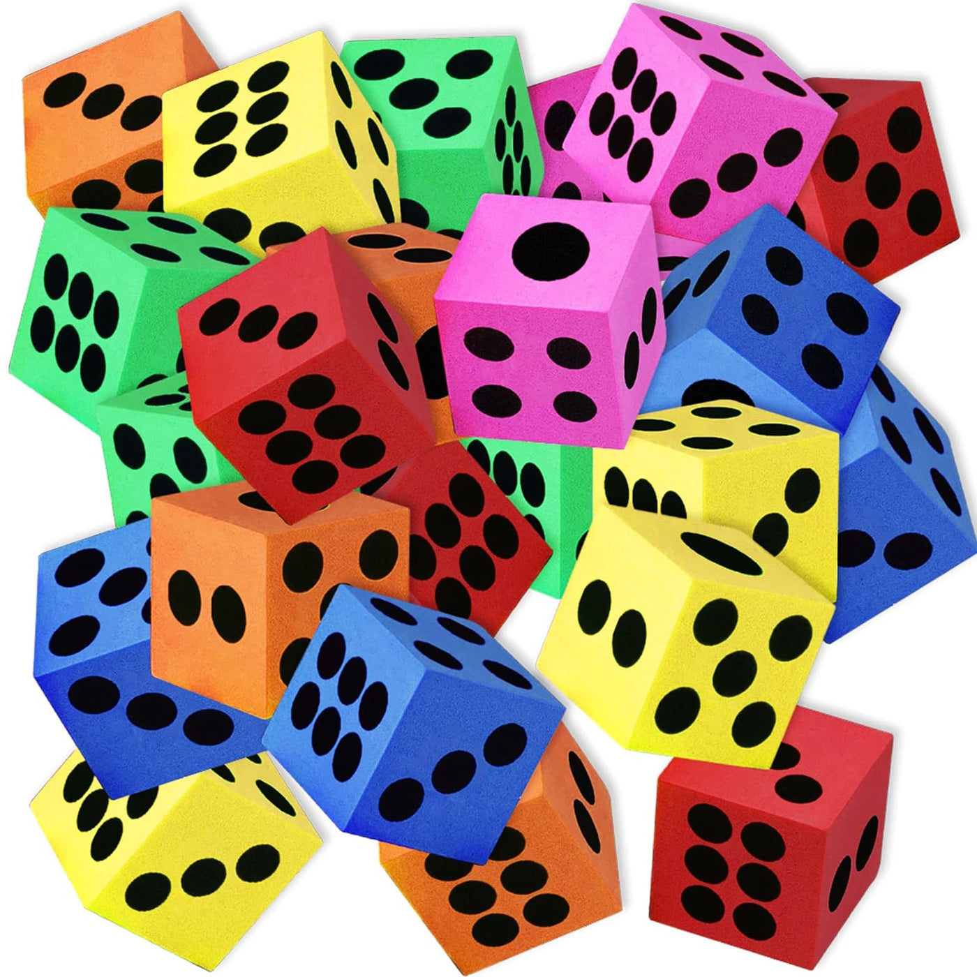 Colored Foam Dice Set - Pack of 24-1.5 Inches Big