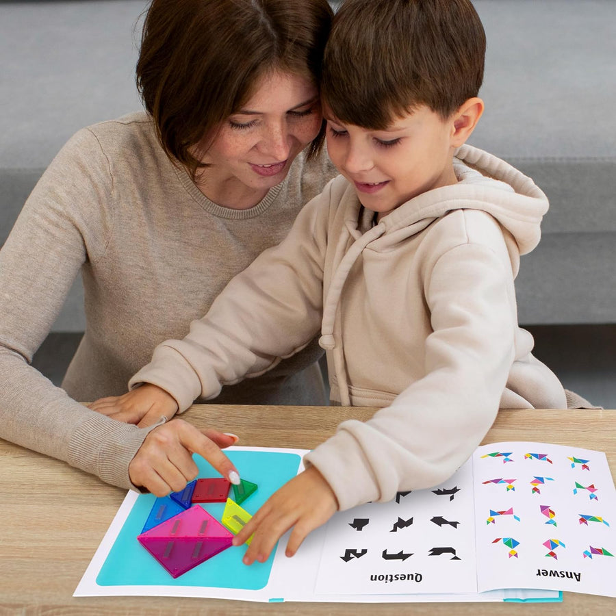 ArtCreativity Travel Tangram for Kids - Magnetic Tangram Puzzle Set with 7 Magnetic Tiles, Booklet with 96 Challenges, and Portable Book Cover - Travel-Friendly Puzzles for Kids Ages 3 and Up