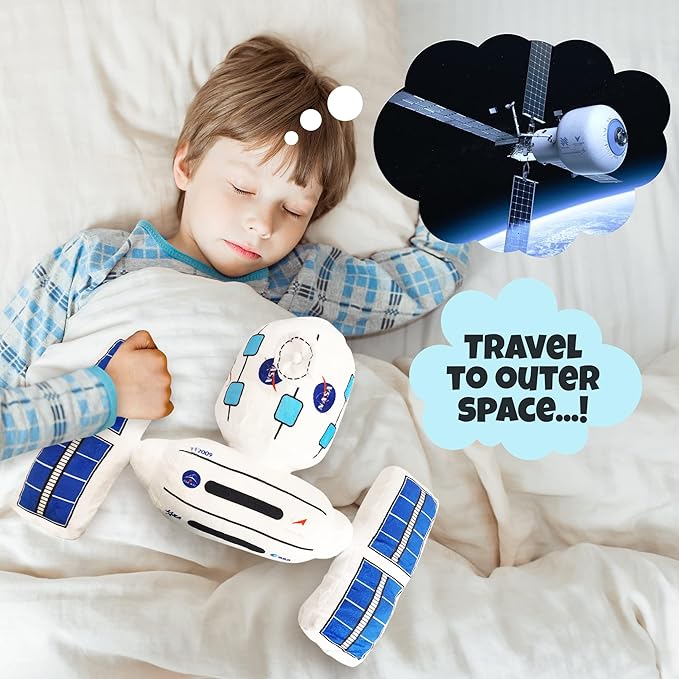 ArtCreativity Plush Toy Space Station, Soft Stuffed Outer Space Toy, Spaceship Toy for Creating Space Theme Birthday Decorations, Space Nursery Decor, and Outer Space Room Decor, Classic Toys