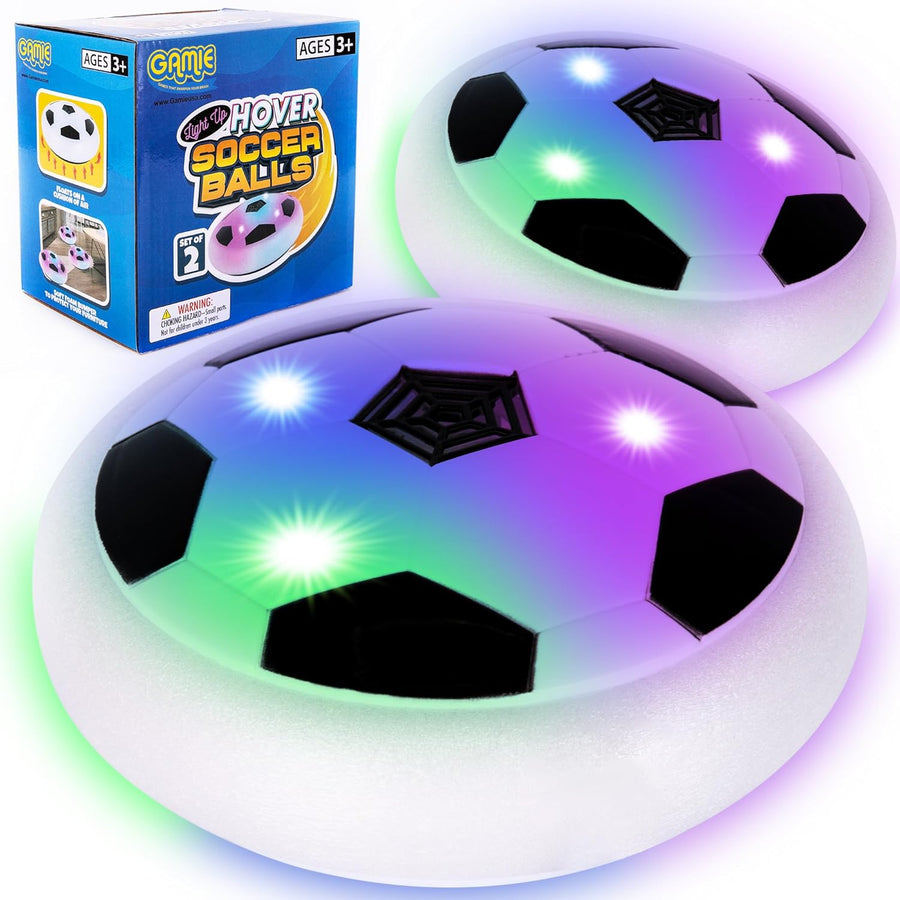 Light Up Hover Soccer Ball, Set of 2, Floating Hover Balls with Foam Bumpers and LED Lights, Soccer Toys for Boys and Girls, LED Indoor Soccer Balls for Rainy Days, Great Gift for Kids
