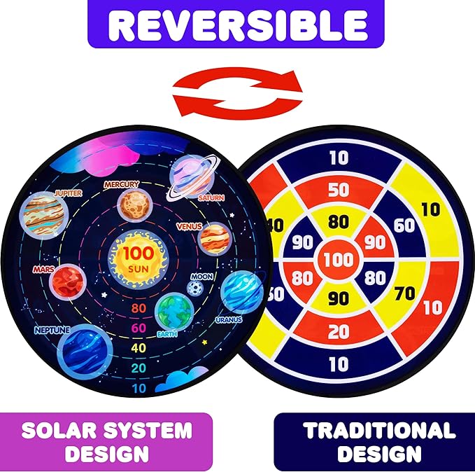 Large Reversible Dartboard for Kids