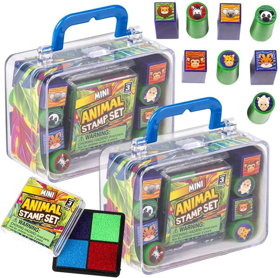 Mini Zoo Animal Stamp Set for Kids, 2 Sets